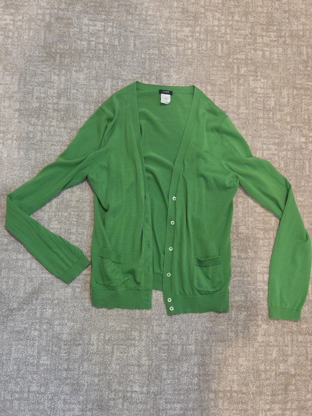 J. Crew Green V-Neck Button Cardigan